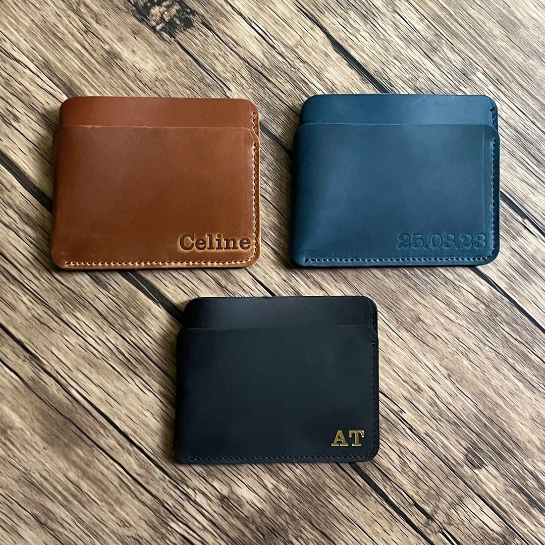Personalized Genuine Leather Wallet Slim Wallet Card Holder Anniversary ...