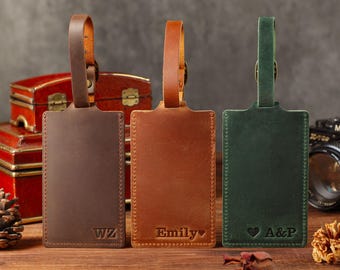Personalized Leather Luggage Tag, Custom Name Luggage Tag, Personalized Suitcase Tags, Wedding Party Favors, Travel Gifts for Him Her Family