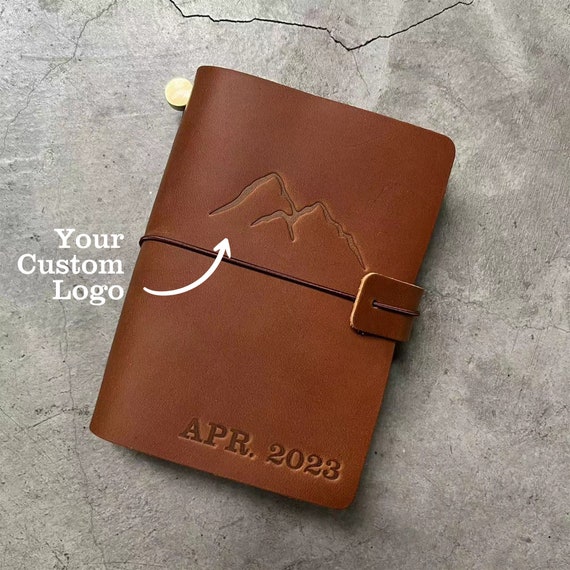 Custom Embossed Logo Journal | Custom Business Logo Leather Journal | Refillable Leather Journal | Personalized Birthday Gifts for Him Her