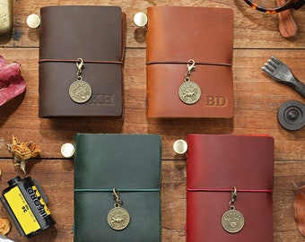 Custom Mini Leather Journal | Personalized Constellation Notebook Diary | Personalized Birthday Gifts