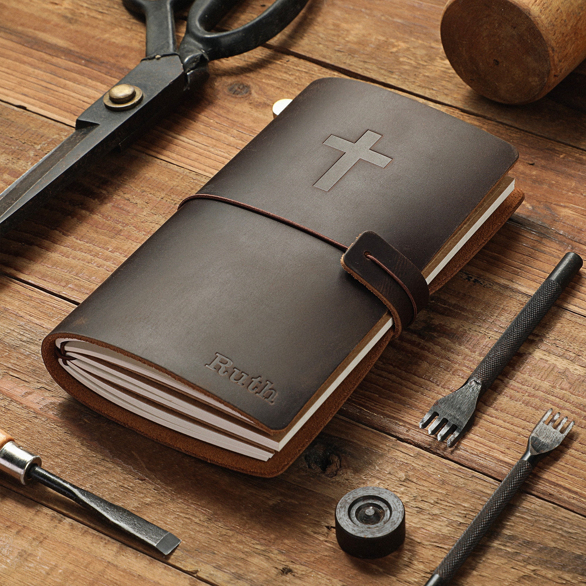 Custom Prayer Journal | Christmas Gift | Personalized Leather Journal | Custom Made Religious Journal | Leather Prayer Bible Notebook