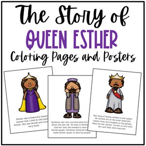 Queen Esther Bible Story Coloring Pages and Posters | Craft Activity