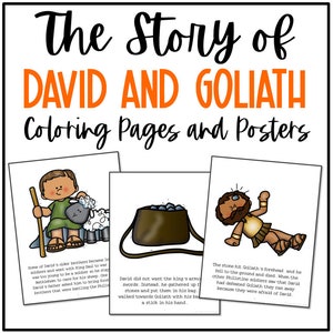 David and Goliath Bible Story Coloring Pages and Posters | Craft Activity