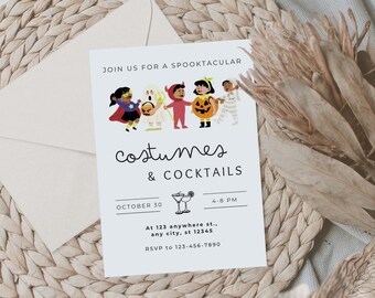 EDITABLE Costumes and Cocktails Invitation Watercolor - Etsy