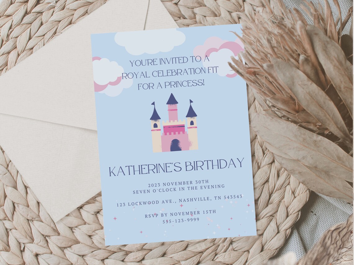 Magical Princess Birthday Invitation Template - Digital Download ...