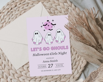 Ghouls Night Out: Halloween Girls Night Invitation Template | Let's Go Ghouls | Halloween Party Invitation Editable and Printable