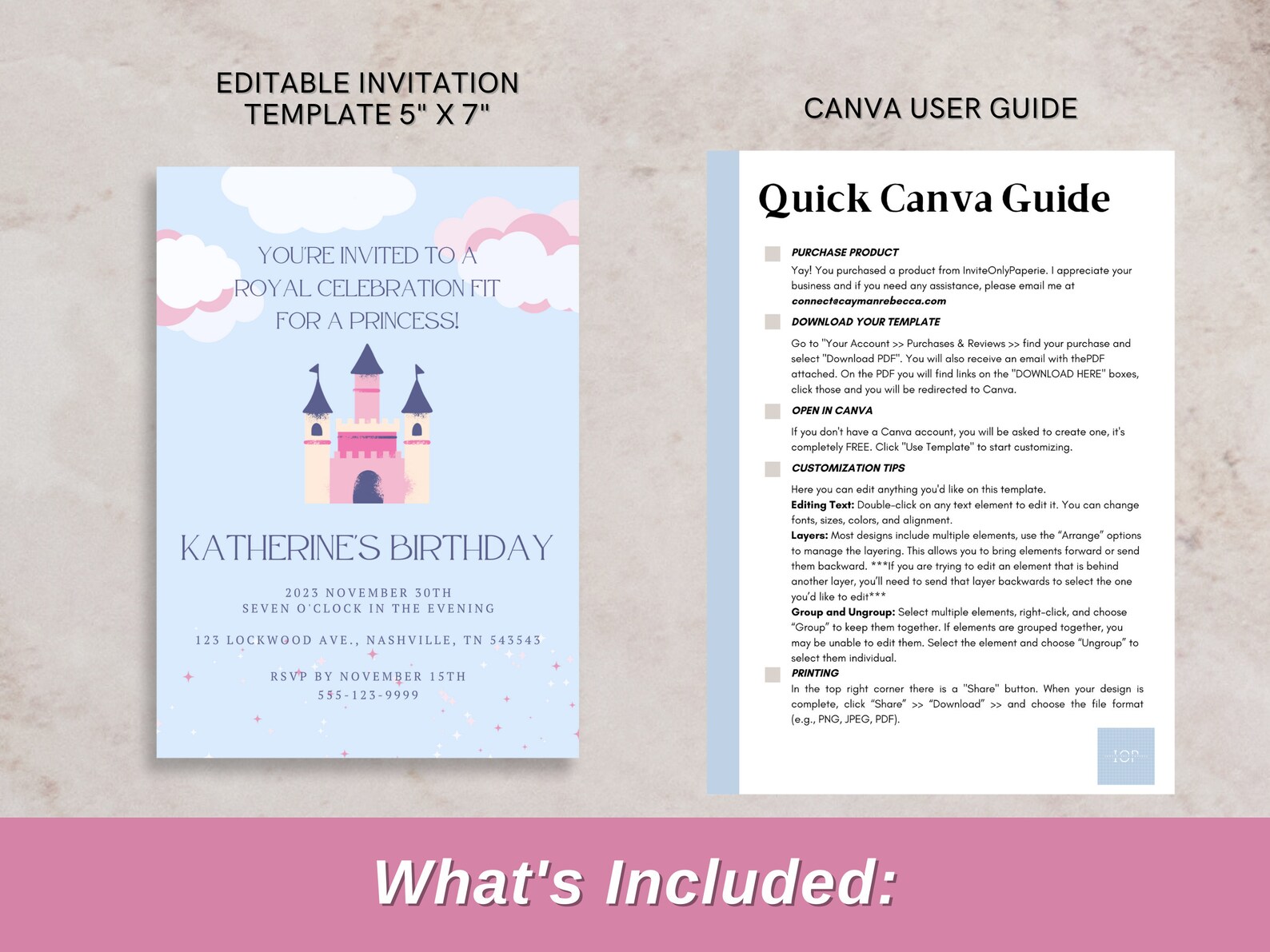 Magical Princess Birthday Invitation Template - Digital Download ...