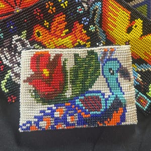 Guatemalan Beaded Coin Purse Zippered Pouch Handcrafted by Indigenous Mayan Family