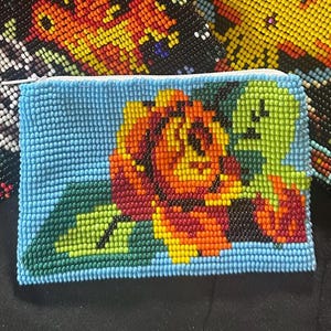 Guatemalan Beaded Coin Purse Zippered Pouch Handcrafted by Indigenous Mayan Family