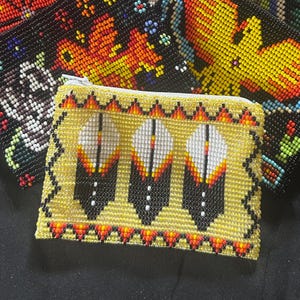 Guatemalan Beaded Coin Purse Zippered Pouch Handcrafted by Indigenous Mayan Family