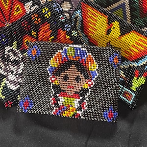 Guatemalan Beaded Coin Purse Zippered Pouch Handcrafted by Indigenous Mayan Family