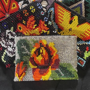 Guatemalan Beaded Coin Purse Zippered Pouch Handcrafted by Indigenous Mayan Family