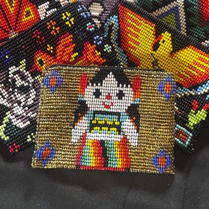 Guatemalan Beaded Coin Purse Zippered Pouch Handcrafted by Indigenous Mayan Family