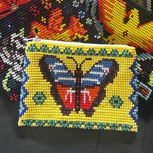 Guatemalan Beaded Coin Purse Zippered Pouch Handcrafted by Indigenous Mayan Family