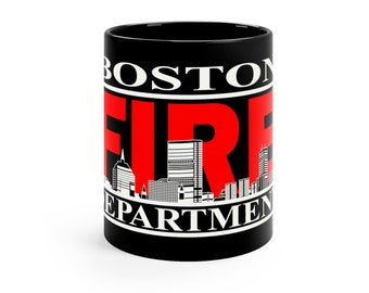 Boston Fire Department Cityscape 11oz Black Mug