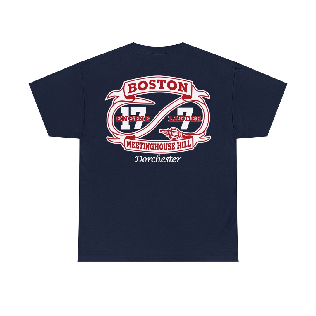 Tee-shirt Boston Fire Department Engine 17 - Coton Lourd, Motif Pompier, Taille Régulière