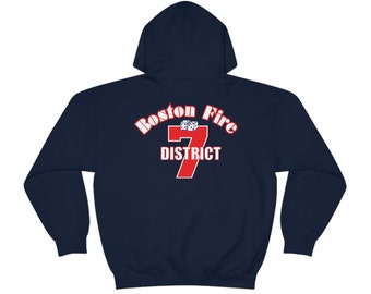 Boston Fire Department District 7 Heavy Cotton Hoodie