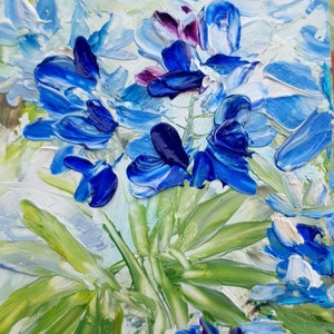 Texas Bluebonnet Malerei ursprüngliche ACEO blaue Blumen Grafik