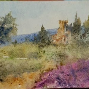 Tuscany Italy landscape painting original Small beautiful home warming artwork
