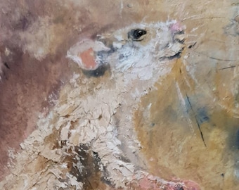 Pintura de rata, retrato original de mascota tamaño ACEO