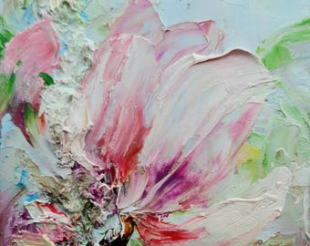 Magnolia painting original Small flower portrait oil painting