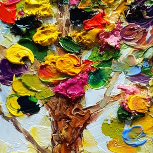 Peinture à l'huile originale d'arbre de vie, peinture à l'huile d'empâtements texturés lourds