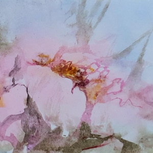 Origineel schilderij roze pioenroos, klein olieverfkunstwerk met bloemen, ACEO Art