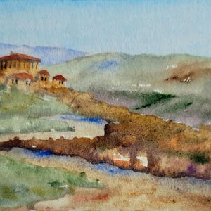 Tuscany Italy landscape painting original Small beautiful home warming artwork