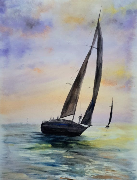 水彩画 アートパネル 海に沈む夕日 絵 絵画 海に沈む美しい夕日 アート