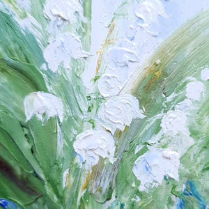 Lily off the valley painting original ACEO size small artwork Spring white flowers handmade artwork for home warming decor