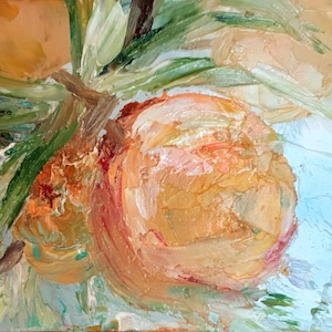Peach tree painting original Growing fruit oil painting