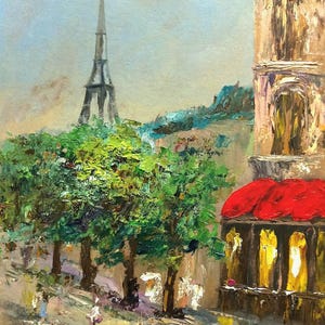 Pintura original de Paris Torre Eiffel paisagem urbana arte tamanho ACEO presente para amantes de viagens