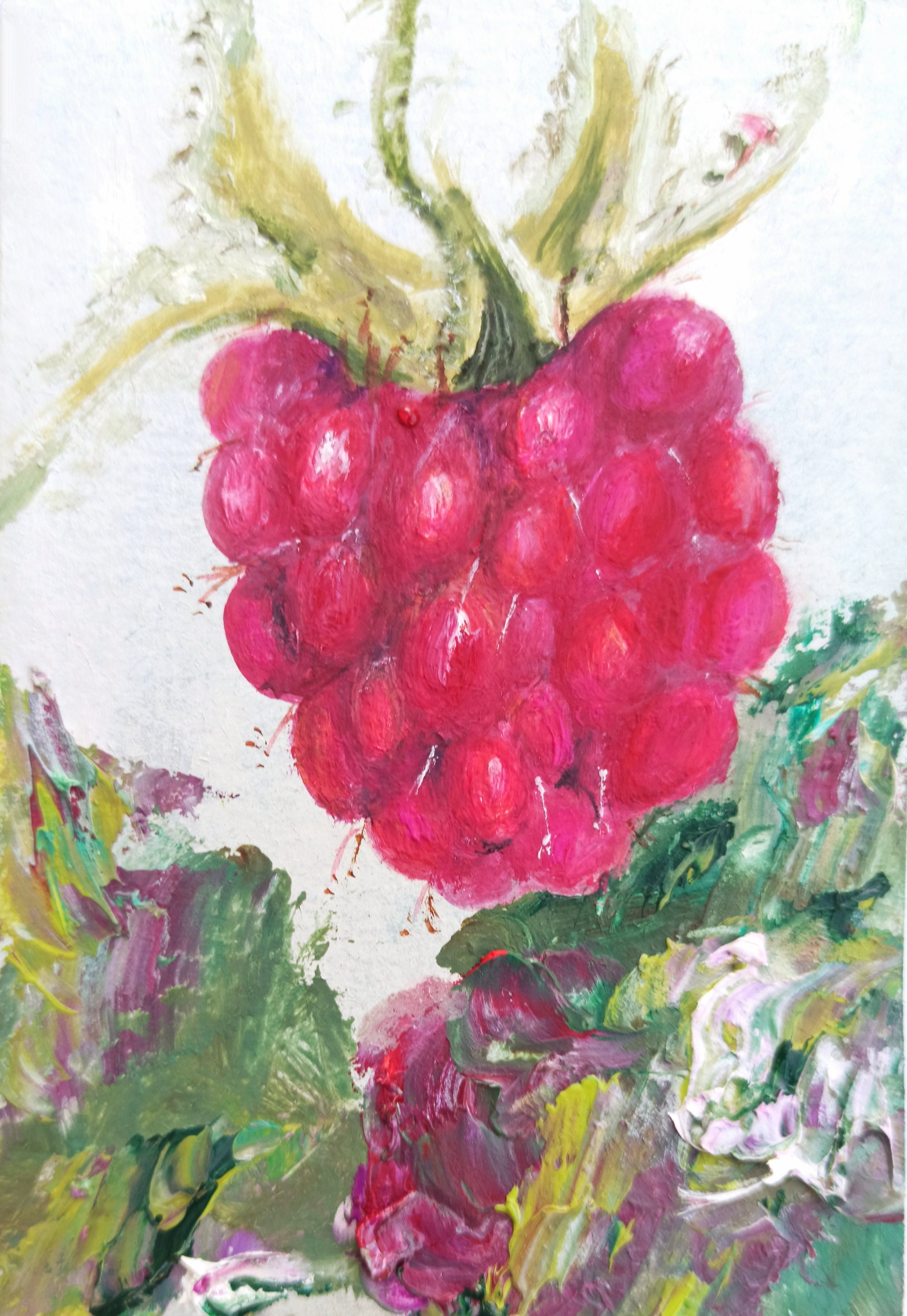 Painter Raspberry Raspberry Painting Original Small Artwork for Home Warming Decor With ...