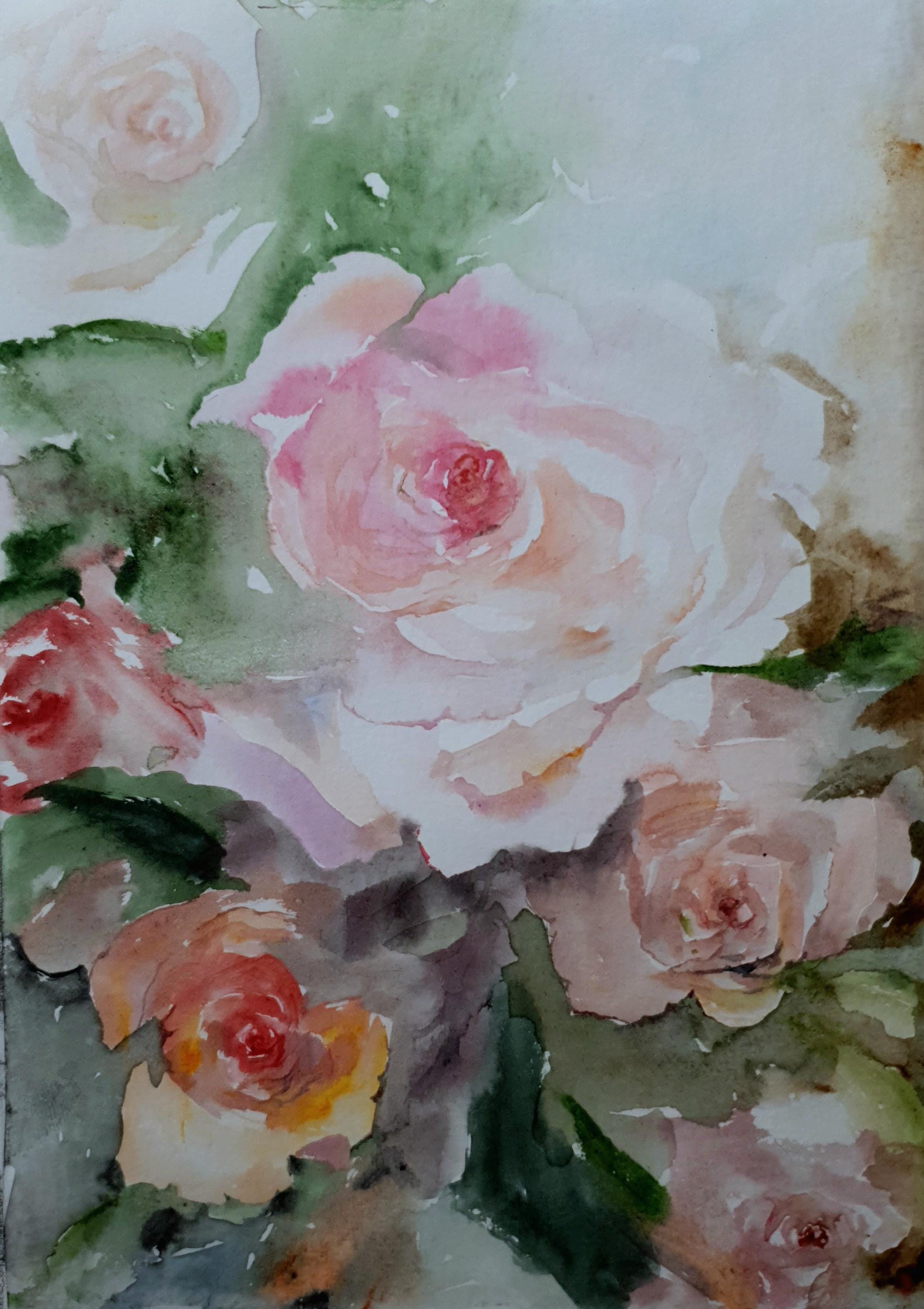 Original Rose Watercolor - Etsy