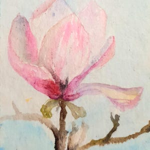 Magnolia painting original Spring flowers watercolor art for home warming decor
