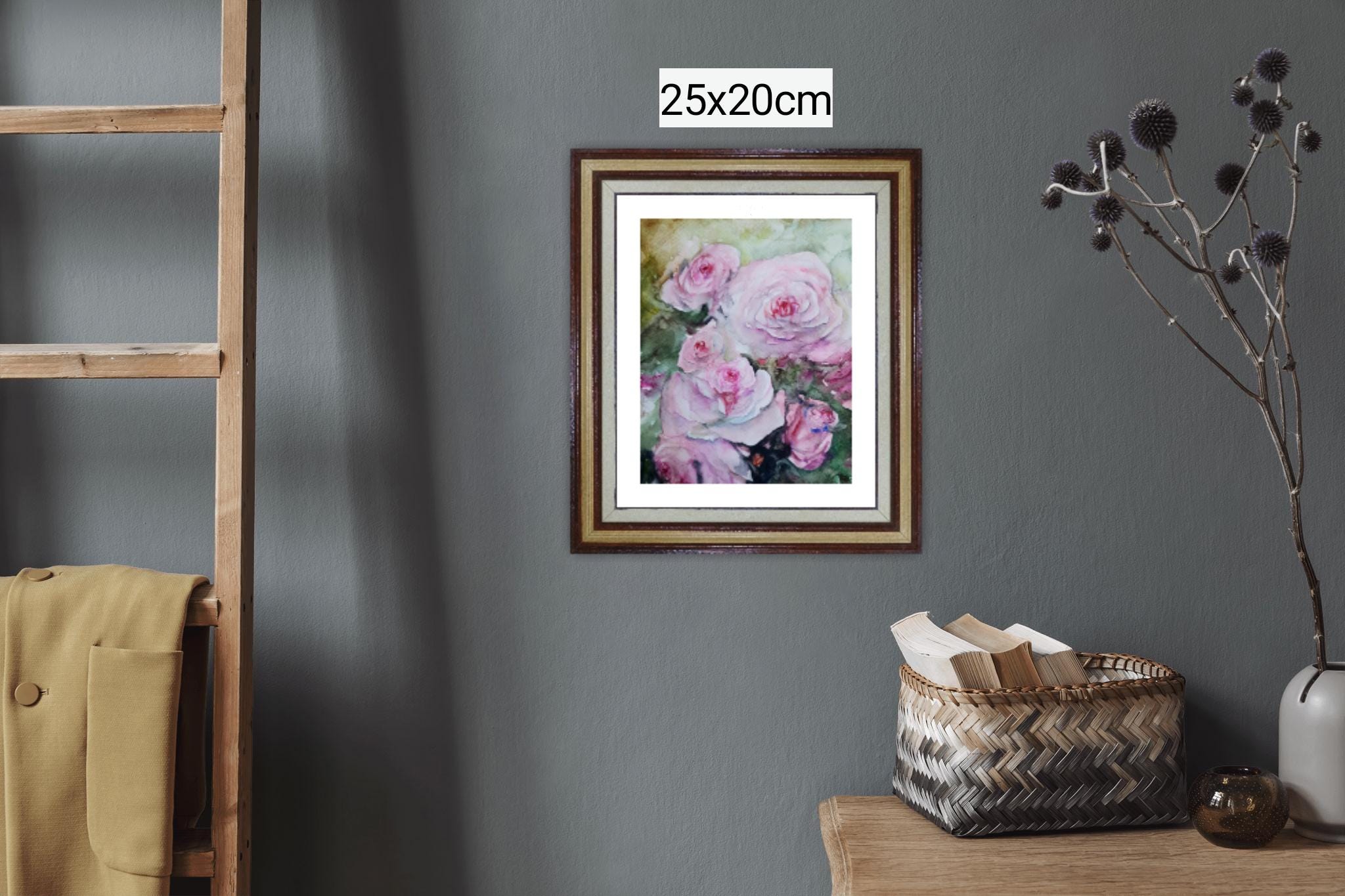 Rose Painting Original Blooming Garden Flowers Watercolor 8" by 10 ...
