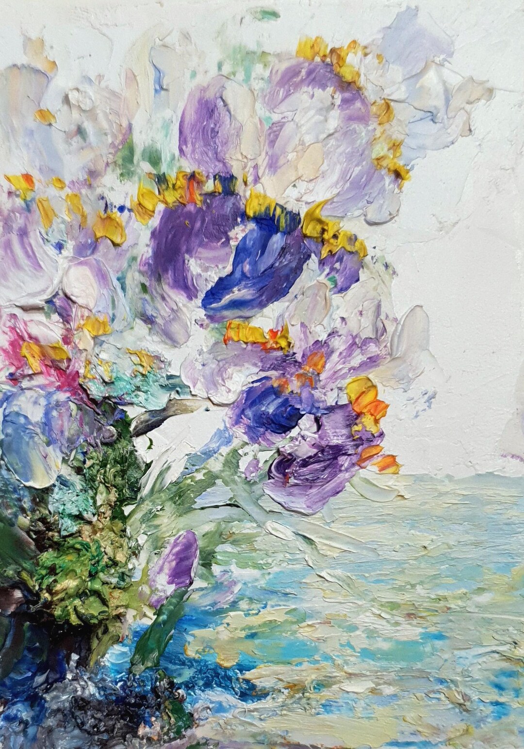 Original Iris Oil Painting, Floral ACEO Art (2.5x3.5 In) - Etsy
