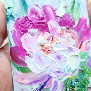 Peony painting original Pink white flowers abstract impasto oil painting Textured handmade artwork floral neutral colours image 6