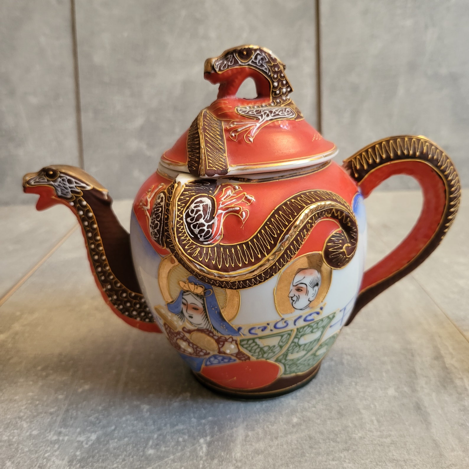 Japanese Geisha Lithophane Porcelain Tea Set by Satsuma 1960s Etsy