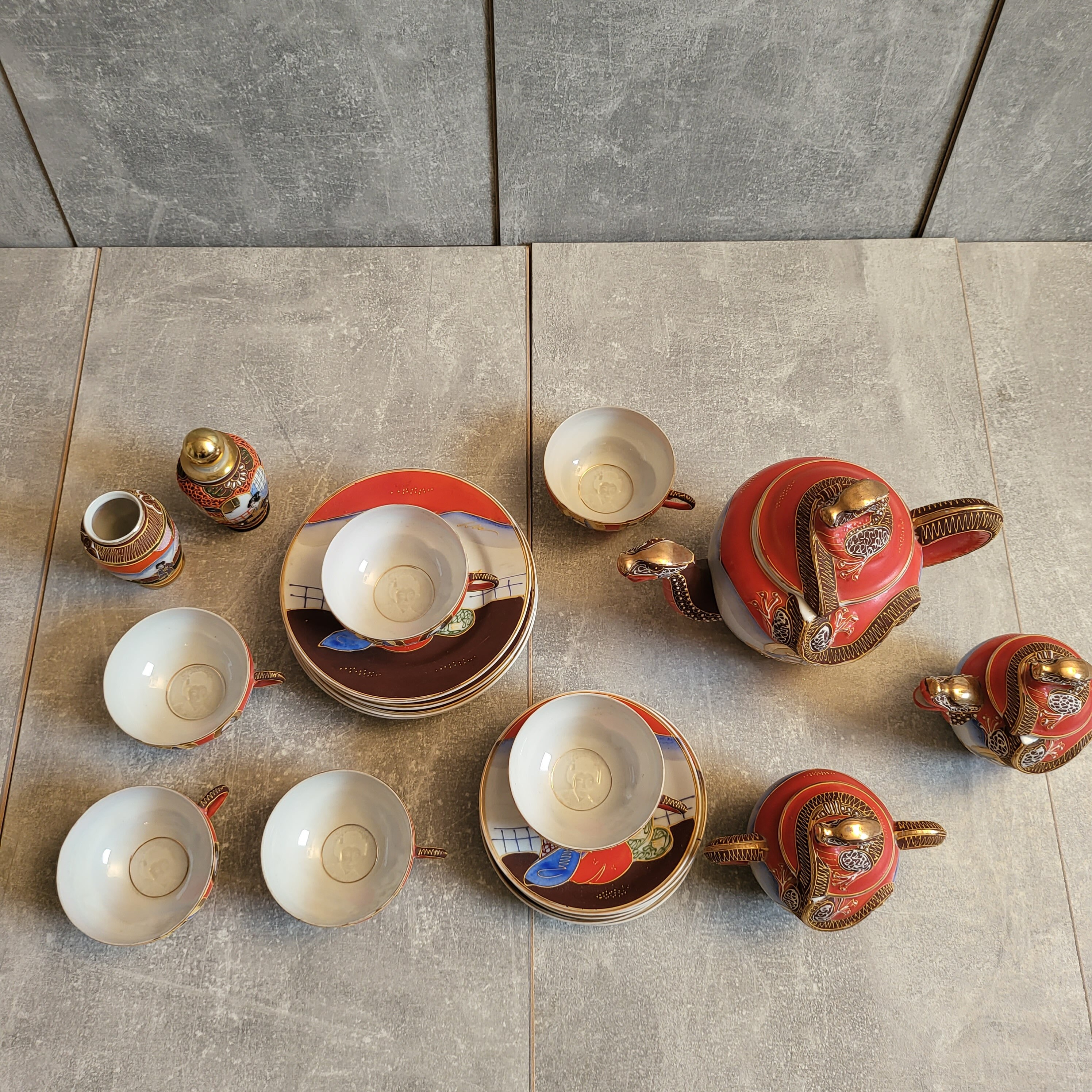 Japanese Geisha Lithophane Porcelain Tea Set by Satsuma 1960s Etsy