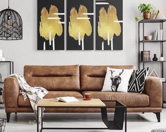 Pinselstrich Schwarz Gold Weiß