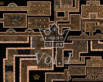 RPG Tomb Battle Map Vol. Ik | D&D 5e VTT-kaarten (digitaal)