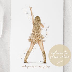 Taylor Eras Fearless Inspired Outfit Watercolour Print, Personalized Custom Lyrics