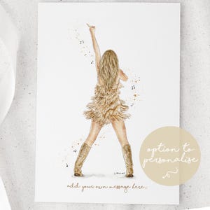 Taylor Eras Tour Watercolour Print: Fearless Outfit, Personalized Lyrics