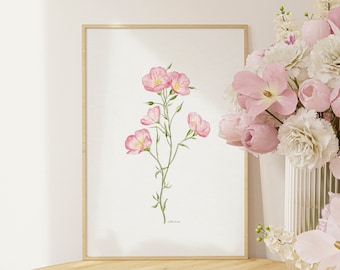 Pink Primroses Watercolour Art Print: Floral Wall Decor (A4 A3)