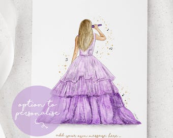 Eras Speak Now Enchanted Inspired Outfit Watercolour Art Print: Personalised Lyric Custom Quote