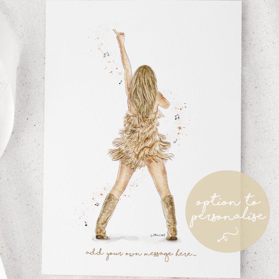 Taylor Eras Fearless Inspired Outfit Watercolour Print, Personalized Custom Lyrics