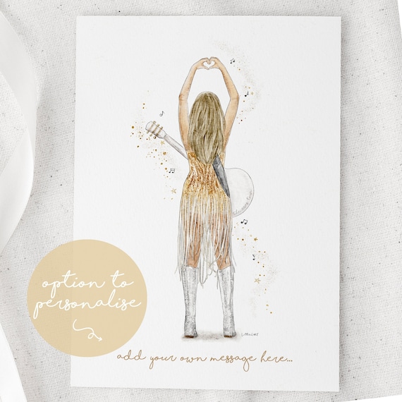 Taylor Eras Fearless Inspired Outfit Watercolour Art Print: Personalized Lyric Quote