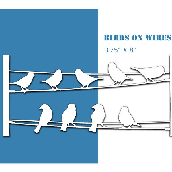 BIRDS ON WIRES Stencil-(Made to order)