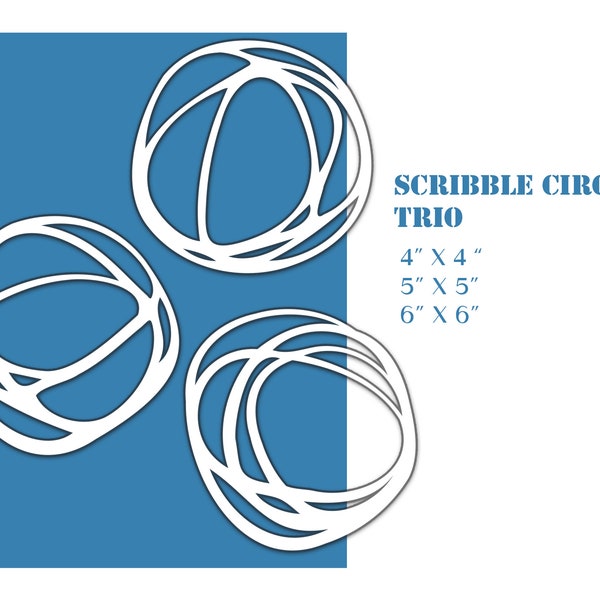 SCRIBBLE CIRCLES TRIO Stencils Masks- (made to order)